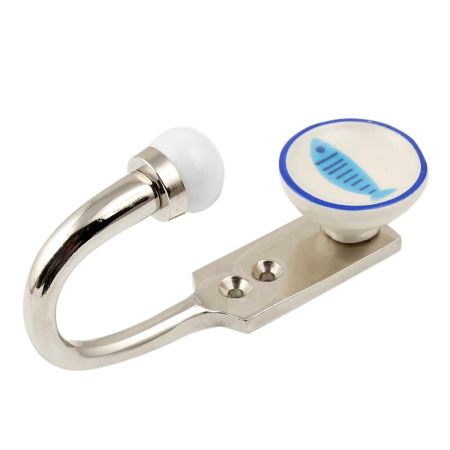 Turquoise Fish Flat Ceramic Hook